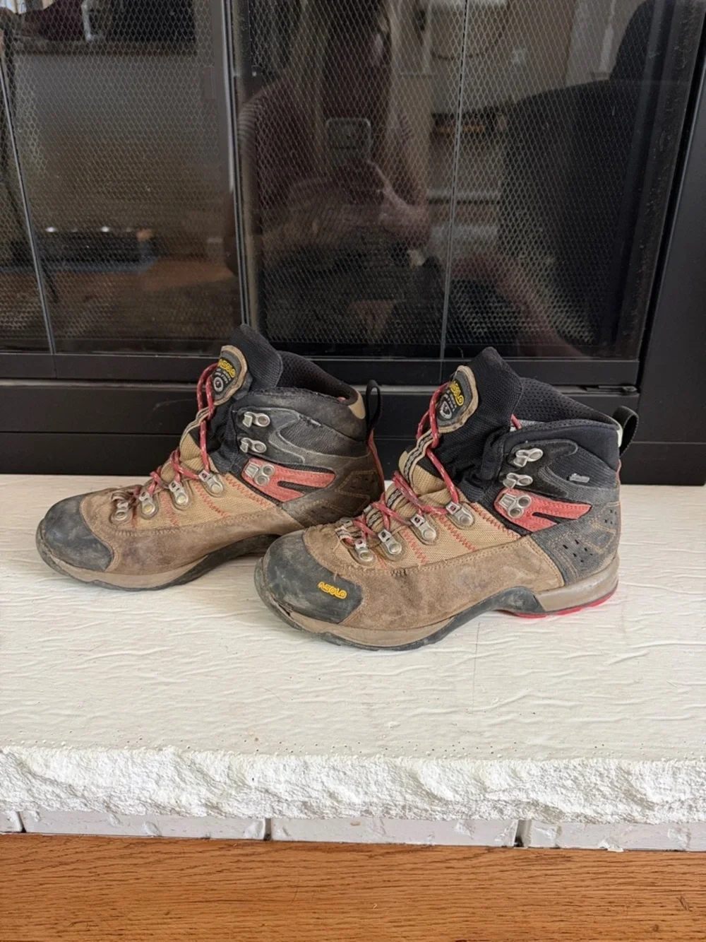 Asolo Brown and Red Hiking Boots